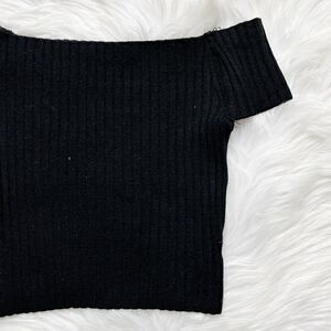 Charlotte Russe Ribbed Off The Shoulder Crop Top Black Size Small